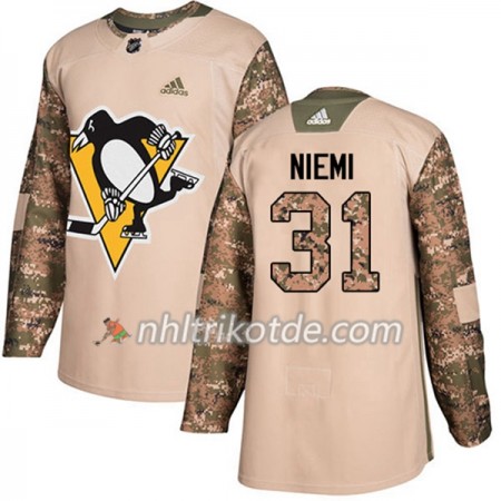 Pittsburgh Penguins Trikot Antti Niemi 31 Adidas 2017-2018 Camo Veterans Day Practice Authentic - Herren